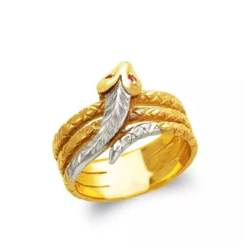 NEW 14K TWO TONE GOLD LADIES SNAKE FASHION CZ RING (1 of 2)