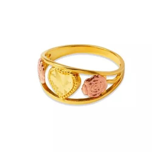 NEW 14K TWO TONE GOLD LADIES HEART FILIGREE RING (1 of 2)