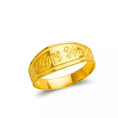NEW 14K YELLOW GOLD LADIES I LOVE YOU FILIGREE RING: NEW 14K YELLOW GOLD LADIES I LOVE YOU FILIGREE RING 14K Yellow Gold Size 7 Approx. 8mm Wide High Polished/Diamond Cut Weight: 2.6 Grams