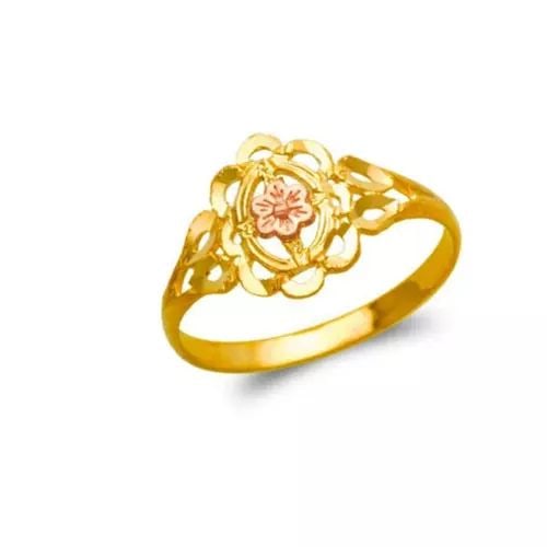 NEW 14K TWO TONE GOLD LADIES FLOWER FILIGREE RING (1 of 2)