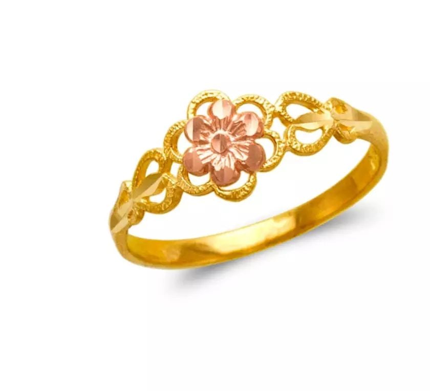 NEW 14K TWO TONE GOLD LADIES FLOWER FILIGREE RING (1 of 2)