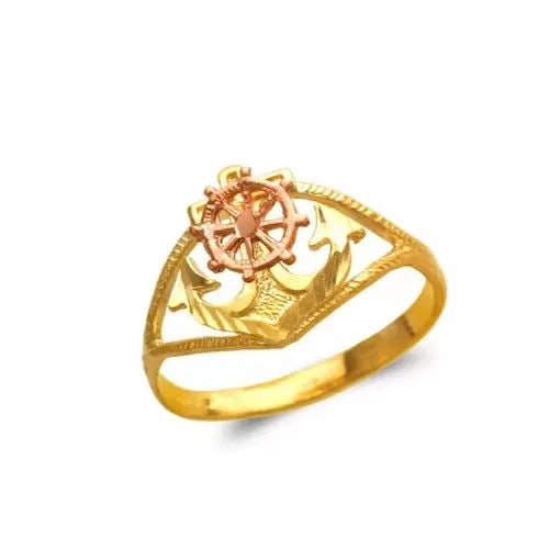 NEW 14K TWO TONE GOLD LADIES ANCHOR FILIGREE RING (1 of 2)