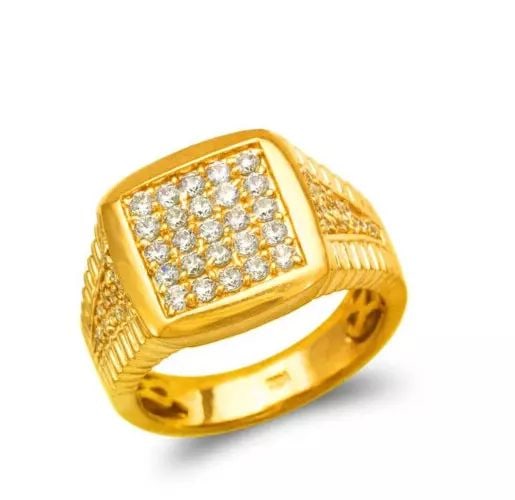 NEW 14K YELLOW GOLD MEN'S CLUSTER CZ RING (1 of 2)