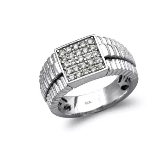 NEW 14K WHITE GOLD MEN'S CLUSTER CZ RING (1 of 2)