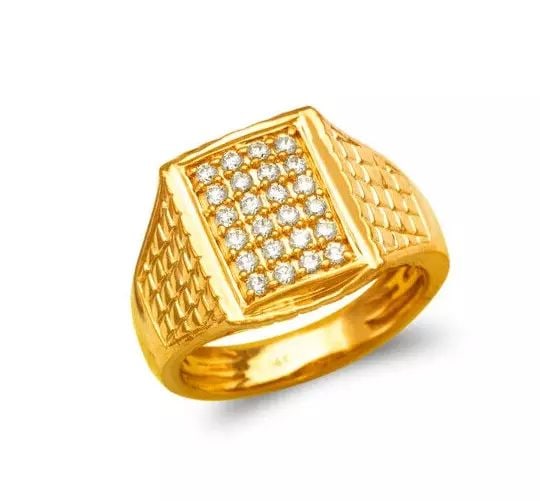 NEW 14K YELLOW GOLD MEN'S CLUSTER CZ RING (1 of 2)