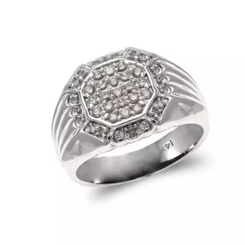 NEW 14K WHITE GOLD MEN'S CLUSTER CZ RING (1 of 2)