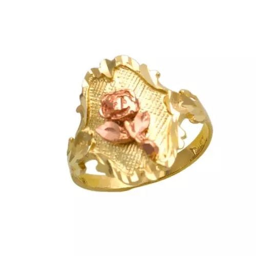 NEW 14K TWO TONE GOLD LADIES ROSE FILIGREE RING (1 of 2)