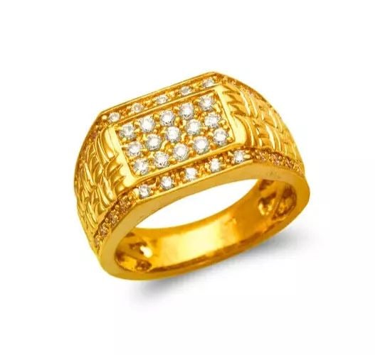 NEW 14K YELLOW GOLD MEN'S CLUSTER CZ RING (1 of 2)