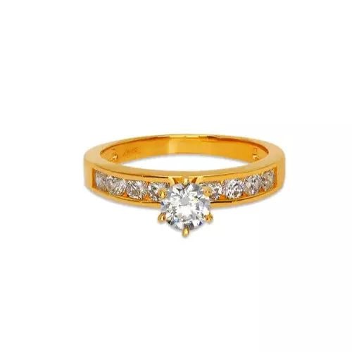 NEW 14K YELLOW GOLD LADIES FANCY SOLITAIRE CZ RING (1 of 2)