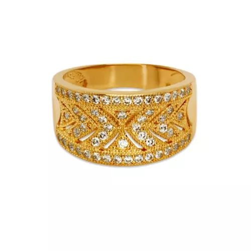 NEW 14K YELLOW GOLD LADIES FANCY CZ RING (1 of 2)