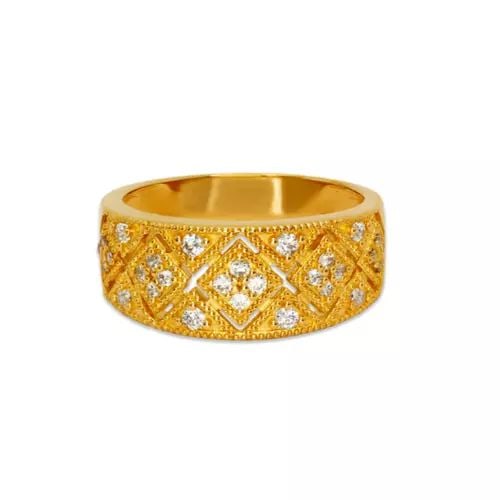 NEW 14K YELLOW GOLD LADIES FANCY CZ RING (1 of 2)