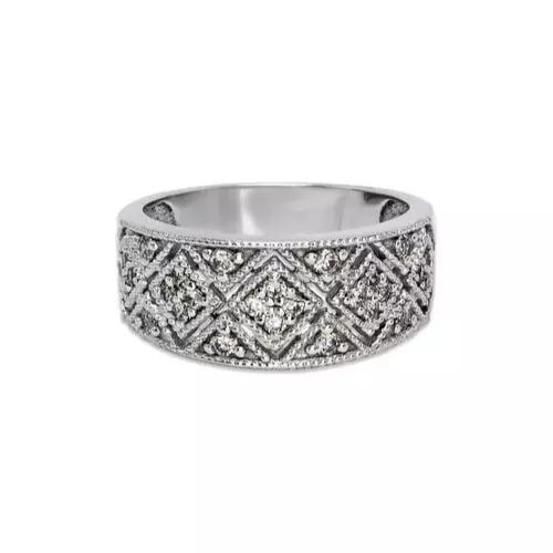 NEW 14K WHITE GOLD LADIES FANCY CZ RING (1 of 2)