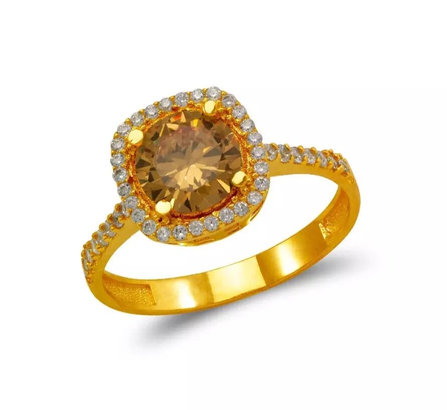 NEW 14K YELLOW GOLD LADIES CZ RING (1 of 2)