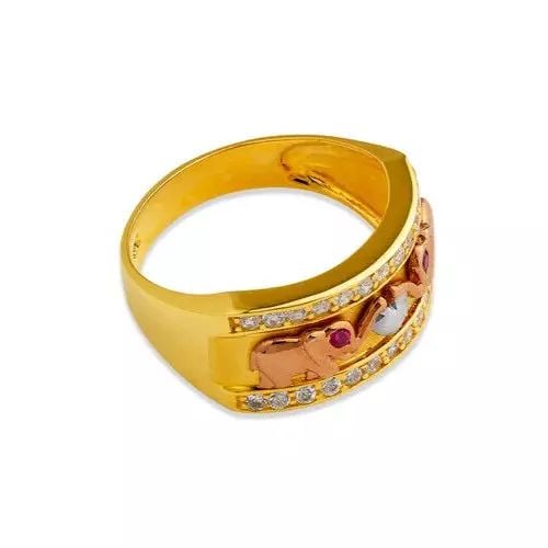 NEW 14K TRI COLOR GOLD LADIES ELEPHANT CZ RING (1 of 2)