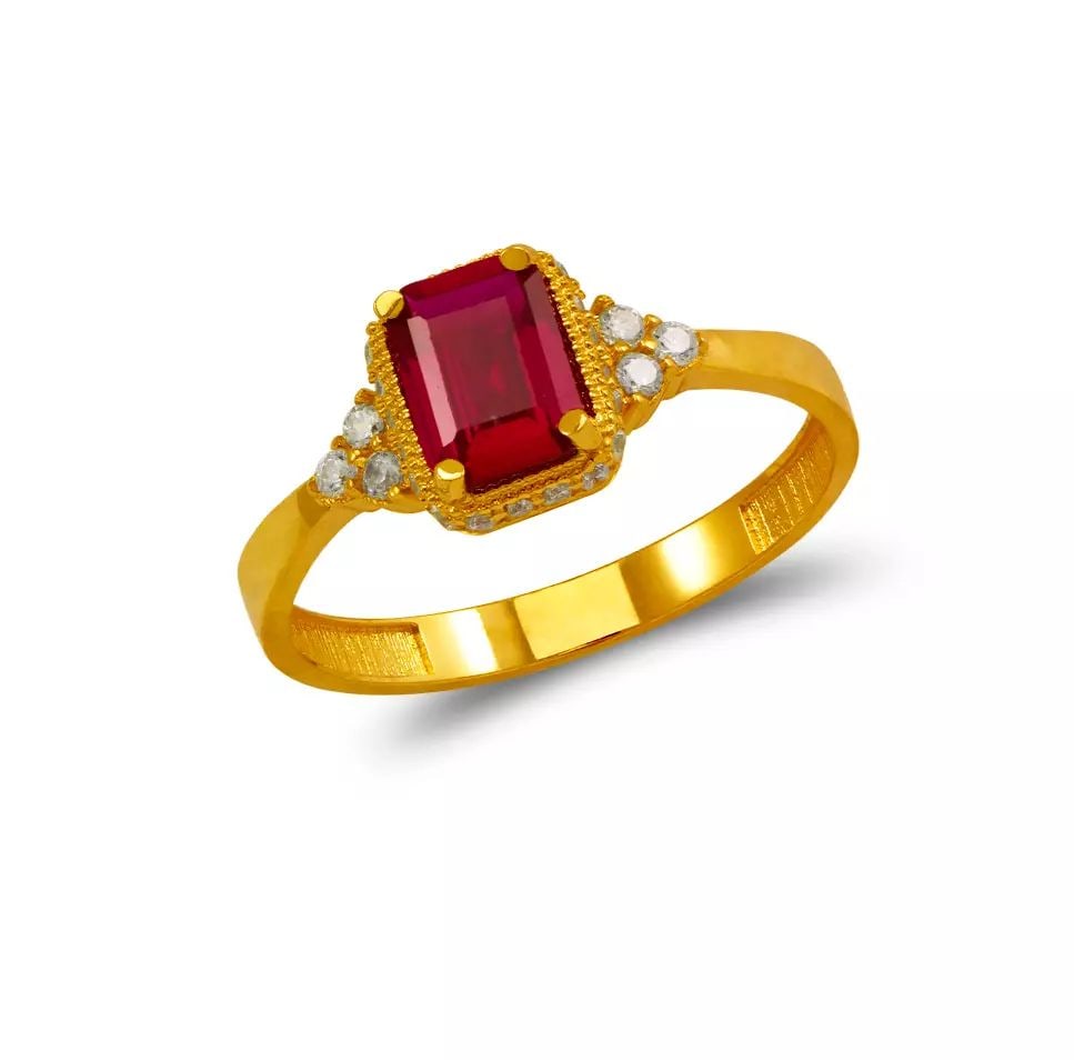 NEW 14K YELLOW GOLD LADIES CZ RING (1 of 2)