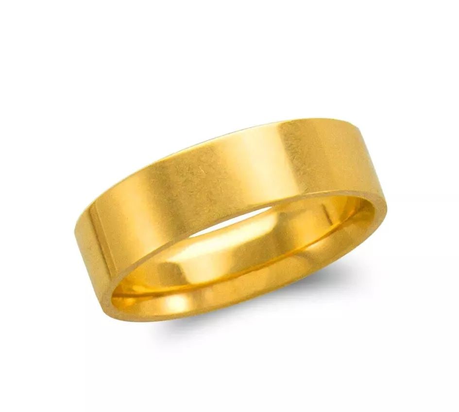NEW 14K YELLOW GOLD FLAT WEDDING BAND 6mm COMFORT FIT ALL SIZES (1 of 2)