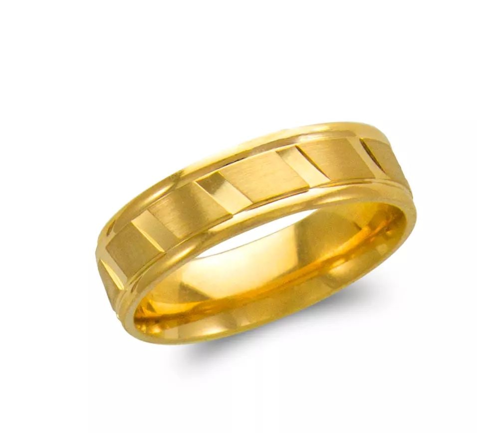 NEW 14K YELLOW GOLD DESIGN WEDDING BAND 6mm COMFORT FIT ALL SIZES (1 of 2)