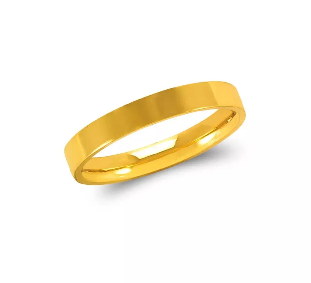 NEW 14K YELLOW GOLD FLAT WEDDING BAND 4mm COMFORT FIT ALL SIZES (1 of 2)