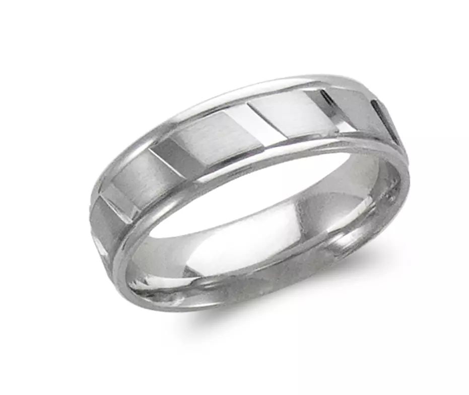 NEW 14K WHITE GOLD DESIGN WEDDING BAND 6mm COMFORT FIT ALL SIZES (1 of 2)