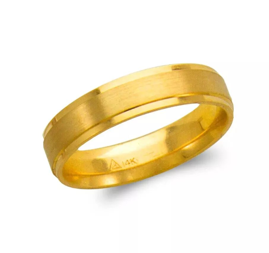 NEW 14K YELLOW GOLD WEDDING BAND 5mm COMFORT FIT ALL SIZES (1 of 2)