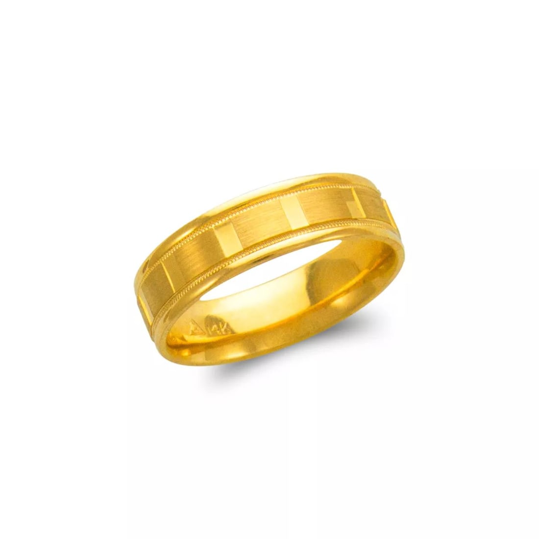 NEW 14K YELLOW GOLD DESIGN WEDDING BAND 6mm COMFORT FIT ALL SIZES (1 of 2)