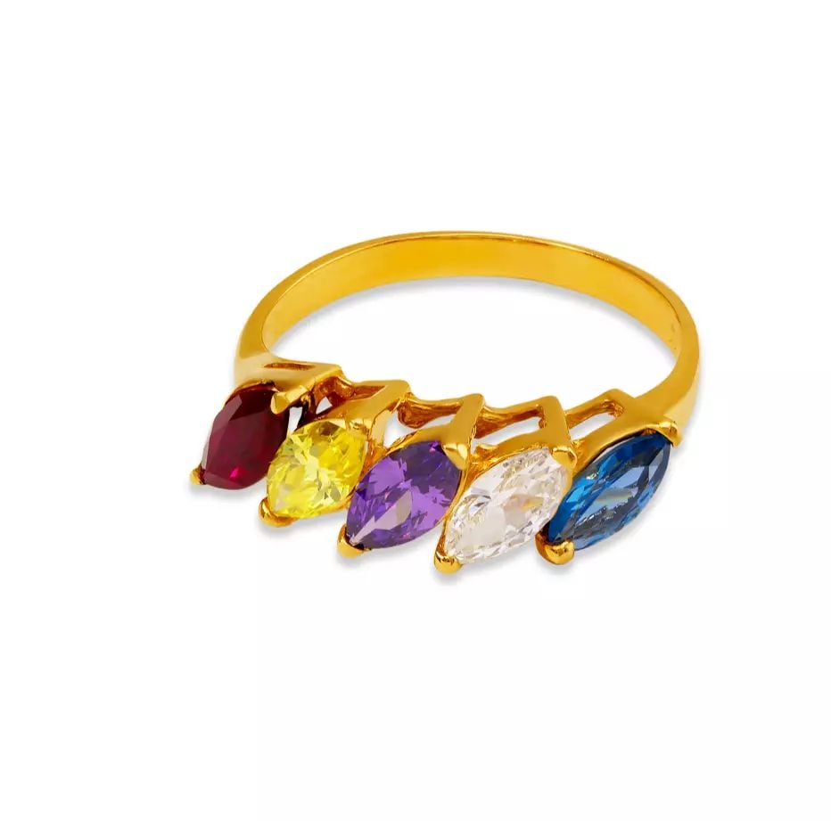 NEW 14K YELLOW GOLD MOTHER'S CZ RING (1 of 2)