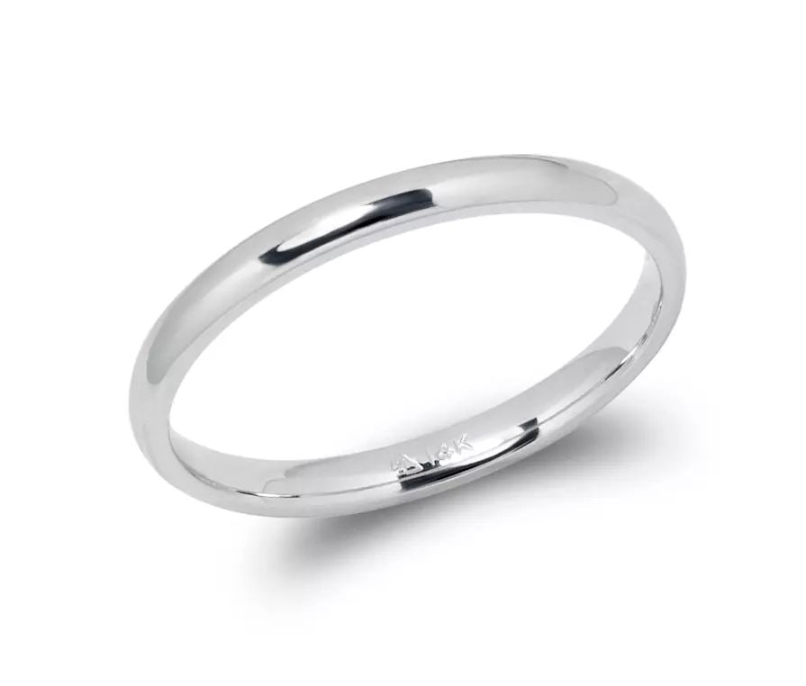 NEW 14K WHITE GOLD PLAIN WEDDING BAND 2mm COMFORT FIT ALL SIZES (1 of 2)