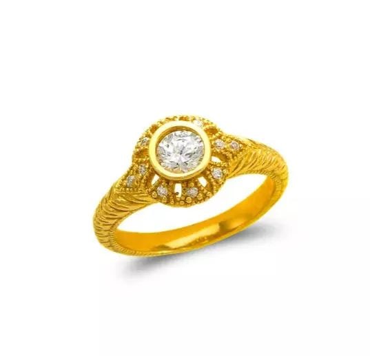 NEW 14K YELLOW GOLD LADIES FASHION SOLITAIRE CZ RING: NEW 14K YELLOW GOLD LADIES FASHION SOLITAIRE CZ RING 14K Yellow Gold Size 7 Approx. 10mm Center High Polished/Cubic Zirconia Available in White Gold Weight: 4 Grams