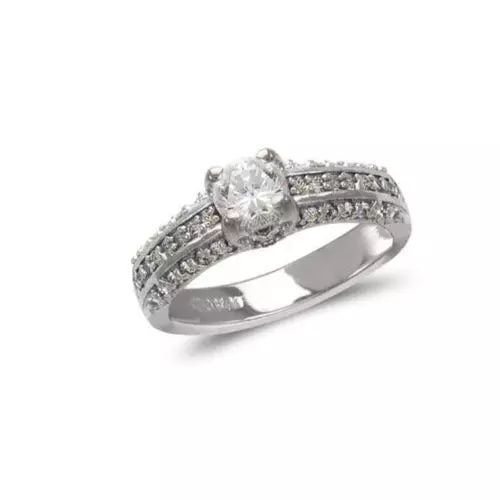 NEW 14K WHITE GOLD LADIES FASHION SOLITAIRE CZ RING: NEW 14K WHITE GOLD LADIES FASHION SOLITAIRE CZ RING 14K White Gold Size 7 Approx.6mm Center High Polished/Cubic Zirconia Available in Yellow Gold Weight: 5 Grams