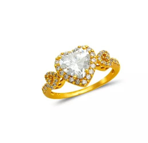 NEW 14K YELLOW GOLD LADIES FANCY HEART HALO SOLITIARE CZ RING: NEW 14K YELLOW GOLD LADIES FANCY HEART HALO SOLITIARE CZ RING 14K Yellow Gold Size 7 Approx. 11mm High Polished/Cubic Zirconia Available in White Gold Weight: 3.3 Grams