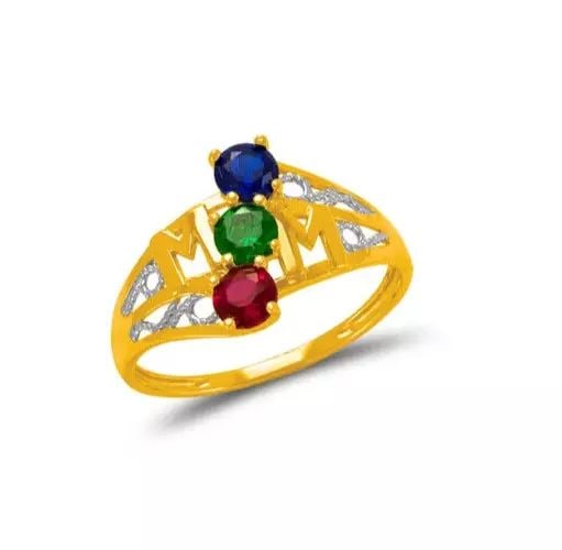 NEW 14K TWO TONE GOLD MOM CZ RING: NEW 14K TWO TONE GOLD MOM CZ RING 14K Two Tone Gold Size 7 Approx. 12mm Center, 1.5mm Band High Polished/Cubic Zirconia Weight: 1.9 Grams