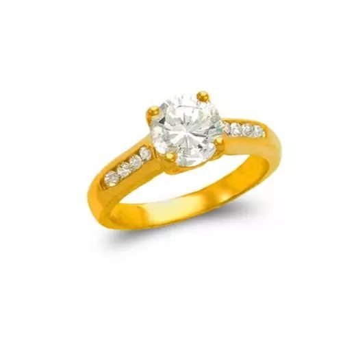 NEW 14K YELLOW GOLD LADIES FASHION SOLITAIRE CZ RING: NEW 14K YELLOW GOLD LADIES FASHION SOLITAIRE CZ RING 14K Yellow Gold Size 7 Approx. 5mm High Polished/Cubic Zirconia Available in White Gold Weight: 4.5 Grams