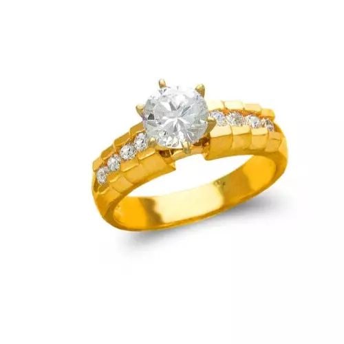 NEW 14K YELLOW GOLD LADIES FASHION SOLITAIRE CZ RING: NEW 14K YELLOW GOLD LADIES FASHION SOLITAIRE CZ RING 14K Yellow Gold Size 7 Approx. 6mm High Polished/Cubic Zirconia Available in White Gold Weight: 6.3 Grams