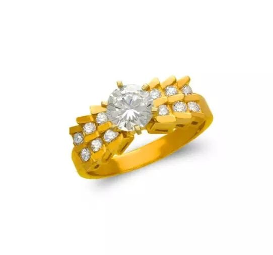 NEW 14K YELLOW GOLD LADIES FASHION SOLITAIRE CZ RING: NEW 14K YELLOW GOLD LADIES FASHION SOLITAIRE CZ RING 14K Yellow Gold Size 7 Approx. 7mm High Polished/Cubic Zirconia Available in White Gold Weight: 5.6 Grams