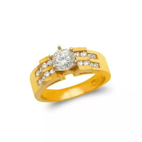 NEW 14K YELLOW GOLD LADIES FASHION SOLITAIRE CZ RING: NEW 14K YELLOW GOLD LADIES FASHION SOLITAIRE CZ RING 14K Yellow Gold Size 7 Approx. 6mm High Polished/Cubic Zirconia Available in White Gold Weight: 6.6 Grams