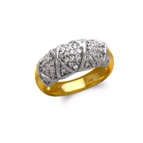 NEW 14K TWO TONE GOLD LADIES FASHION CZ RING (1 of 2)