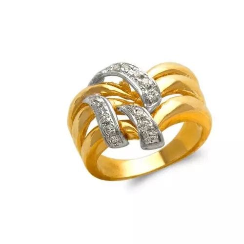 NEW 14K TWO TONE GOLD LADIES FASHION CZ RING (1 of 2)