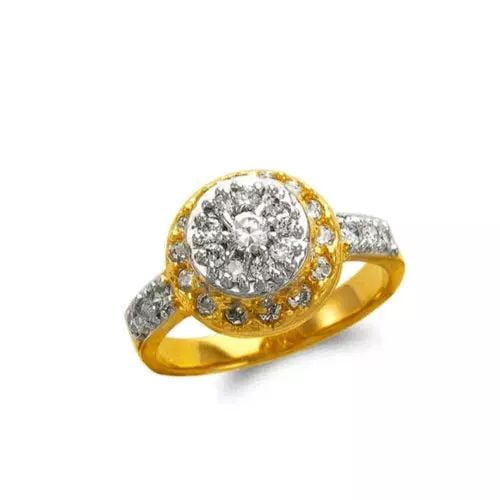 NEW 14K TWO TONE GOLD LADIES FASHION CZ RING (1 of 2)