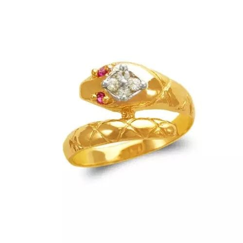NEW 14K TWO TONE GOLD LADIES SNAKE FASHION CZ RING (1 of 2)