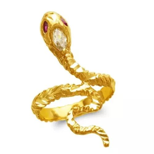 NEW 14K YELLOW GOLD LADIES SNAKE FASHION CZ RING (1 of 2)