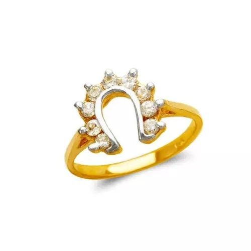 NEW 14K TWO TONE GOLD LADIES HORSESHOE FASHION CZ RING: NEW 14K TWO TONE GOLD LADIES HORSESHOE FASHION CZ RING 14K Two Tone Gold Size 7 Approx. 11mm Wide High Polished/Cubic Zirconia Weight: 2.6 Grams