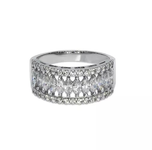 NEW 14K WHITE GOLD LADIES FANCY CZ RING (1 of 2)