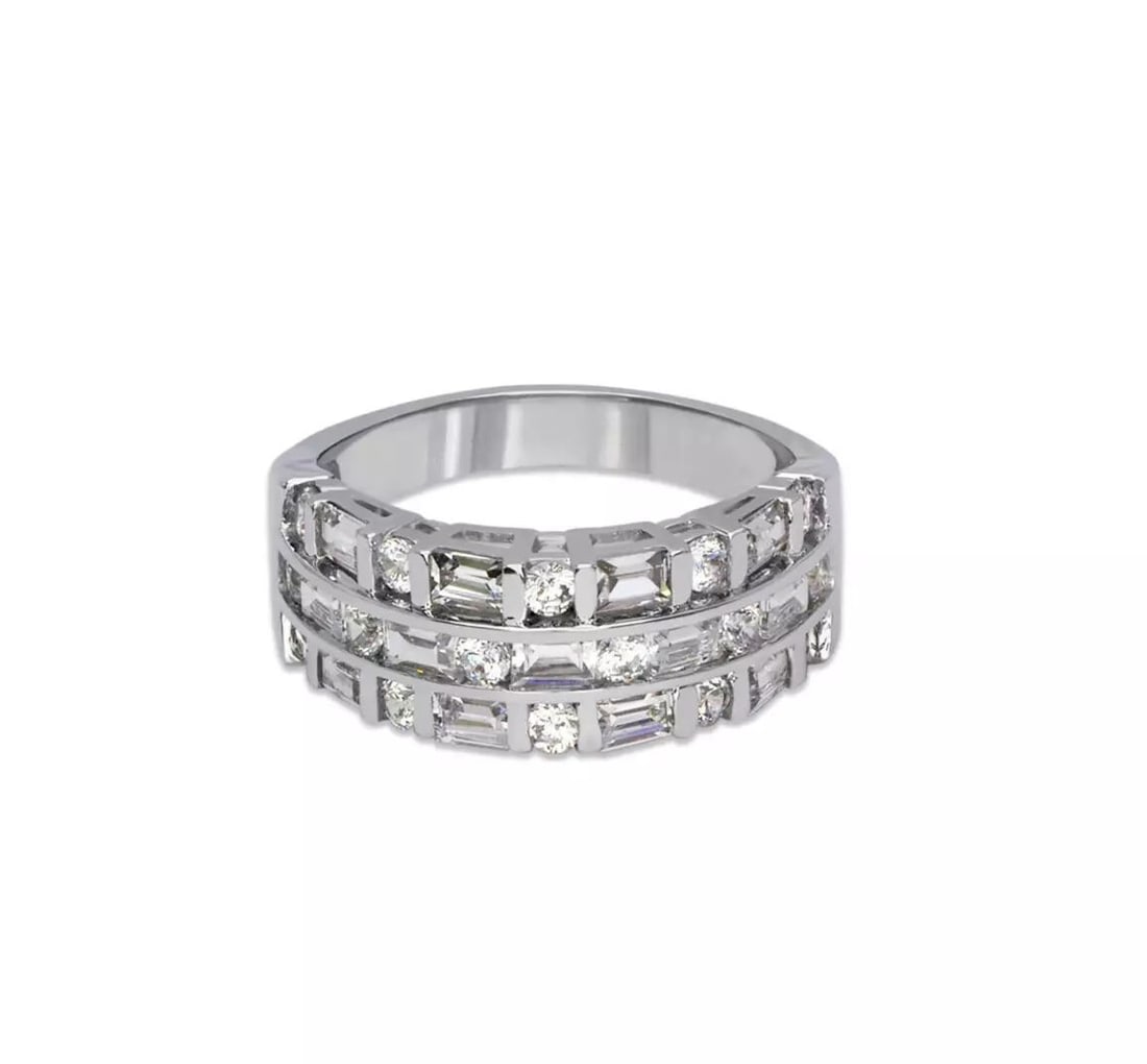 NEW 14K WHITE GOLD LADIES FANCY CZ RING (1 of 2)