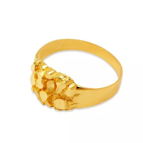 NEW 14K YELLOW GOLD MEN'S NUGGET RING: NEW 14K YELLOW GOLD MEN'S NUGGET RING 14K Yellow Gold Approx.11mm Center High Polished/Diamond Cut Weight: 2.9 Grams
