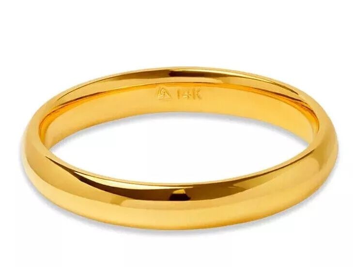 NEW 14K YELLOW GOLD PLAIN WEDDING BAND 3mm COMFORT FIT ALL SIZES: NEW 14K YELLOW GOLD PLAIN WEDDING BAND 3mm COMFORT FIT ALL SIZES 14K Yellow Gold Size : 5- 11 Approx. 3mm Wide High Polished/Comfort Fit Available in White Gold Additional Sizes Available. Please Cont