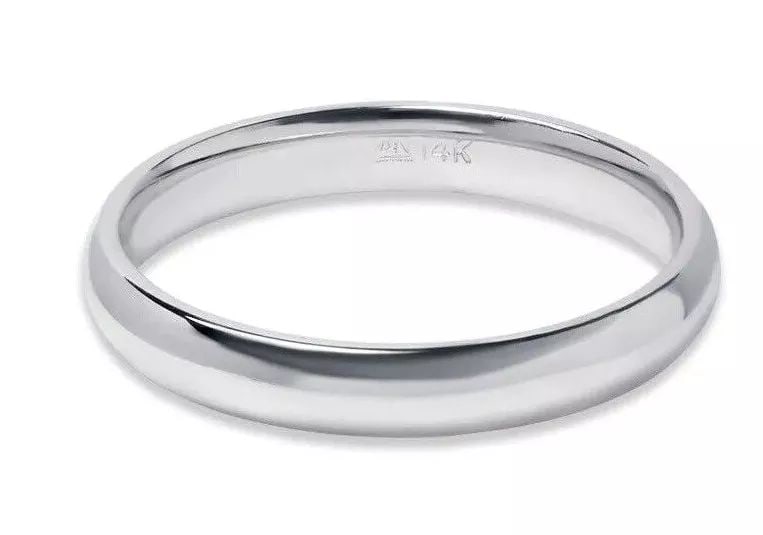 NEW 14K WHITE GOLD PLAIN WEDDING BAND 3mm COMFORT FIT ALL SIZES (1 of 2)