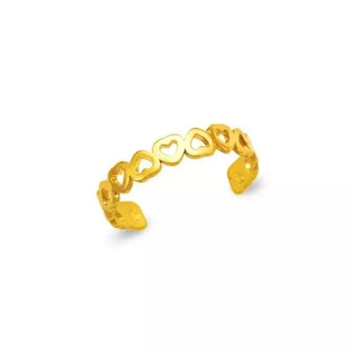 NEW 14K YELLOW GOLD HEART KNUCKLE / TOE RING: NEW 14K YELLOW GOLD DESIGN KNUCKLE / TOE RING 14K Yellow Gold Approx. 4mm Center High Polished/Diamond Cut Adjustable Weight: 0.9 Grams