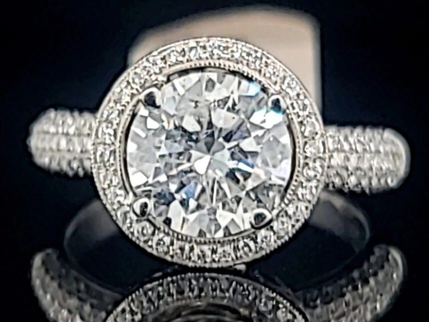 18K WHITE GOLD NATURAL ROUND DIAMOND ENGAGEMENT RING 2.25CT SI2-H (1 of 2)