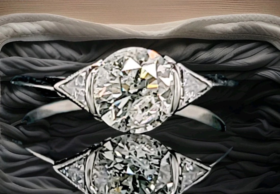 PLATINUM VINTAGE ENGAGEMENT RING 1.52CT. NATURAL ROUND CUT DIAMOND CIRCA 1930S: PLATINUM VINTAGE ENGAGEMENT RING 1.52CT. NATURAL ROUND CUT DIAMOND CIRCA 1930S This Platinum Vintage Engagement Ring from the 1930s features a stunning 1.52ct natural round cut white diamond as the ma