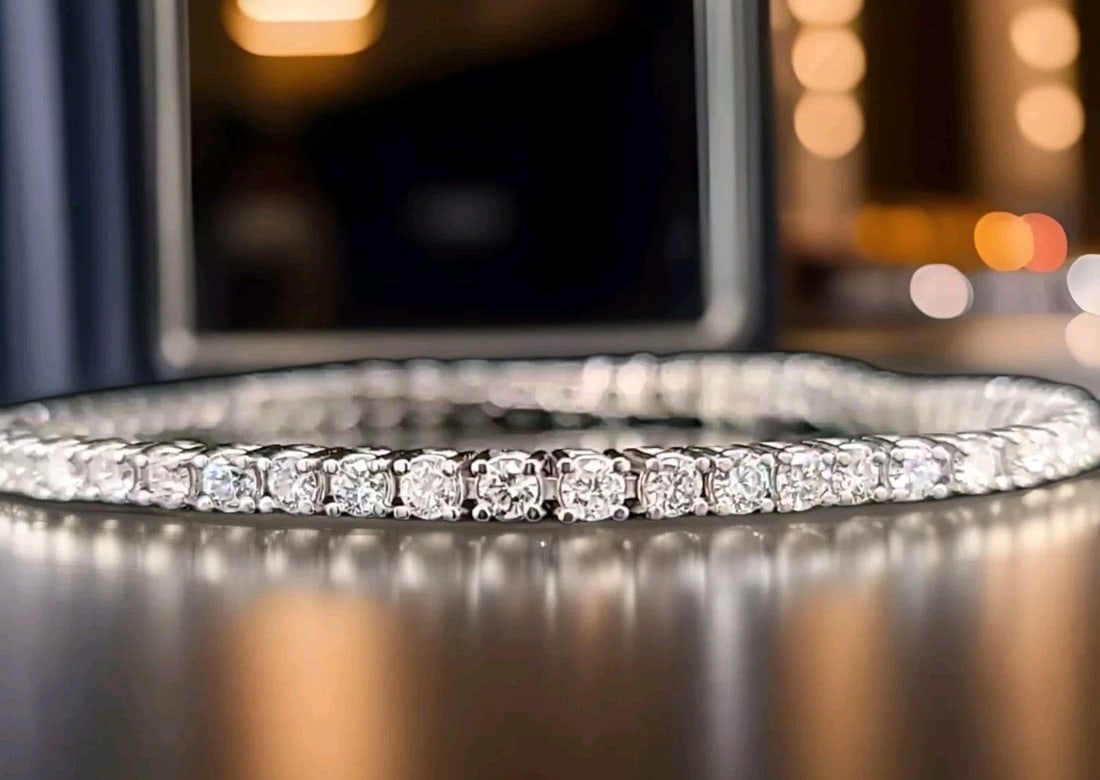 14K WHITE GOLD TENNIS BRACELET 4.35CT NATURAL ROUND DIAMONDS SI1-2 -H-I (1 of 2)